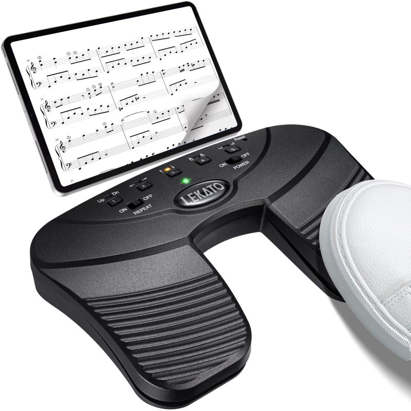 LEKATO Wireless Bluetooth Page Turner Pedal Ipad Foot Pedal Rechargeable Music Page Turner Page Turner Pedal Silent Page Turner Pedal Wireless Page Turner Pedal for Phone and Tablets Page Turning - Image 1